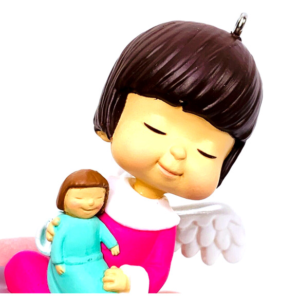 Hallmark Mary's Angels ZINNIA Keepsake Ornament 2016 Series #29 Pink with Doll - Picture 6 of 12